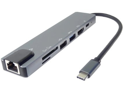 Adaptér USB-C na HDMI USB3.0 USB2.0 PD SD/TF RJ45
