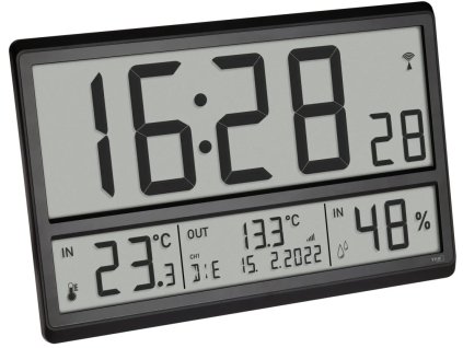 TFA 60.4523.01 - Nástenné hodiny s vnútornou teplotou/vlhkosťou a vonkajšou teplotou