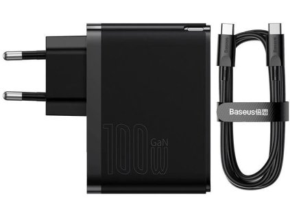 Baseus GaN5 Pro USB-C na USB-A 100W rýchlonabíjací adaptér čierny