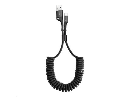 Baseus Fish Eye pružinový nabíjací/dátový kábel USB na USB-C 2A 1 m, čierny