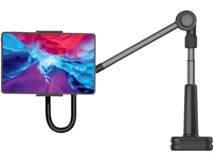 Univerzálny držiak na tablet/telefón na montáž na stôl FIXED Relax s otočným a nastaviteľným ramenom, čierny