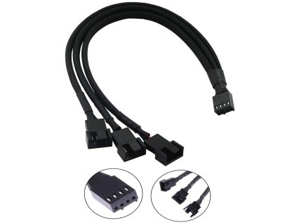 1stCOOL Fan PWM splitter, redukcia pre 1x 4pin PWM na 3x 4pin PWM ventilátory