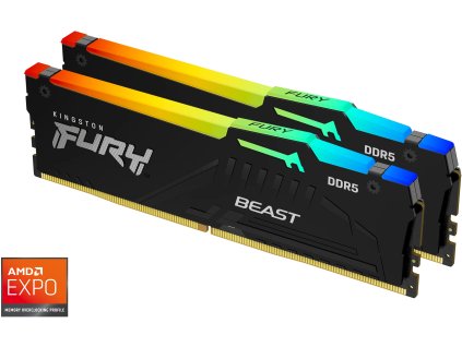 Kingston Fury Beast DDR5 64GB 5200MHz CL36, RGB chladič (Kit 2x32GB), AMD EXPO