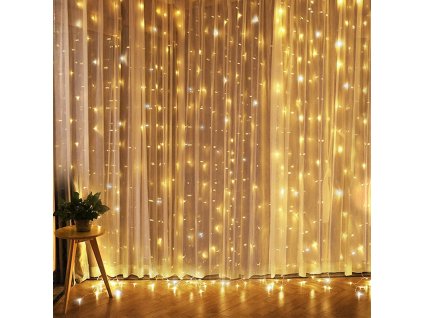 Solight LED vianočné osvetlenie okien, strieborné, 300x mini LED, časovač, 8 funkcií, USB