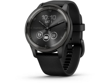 Garmin vivomove Trend, nerezová oceľ Slate lunette, čierne puzdro, silikónový remienok