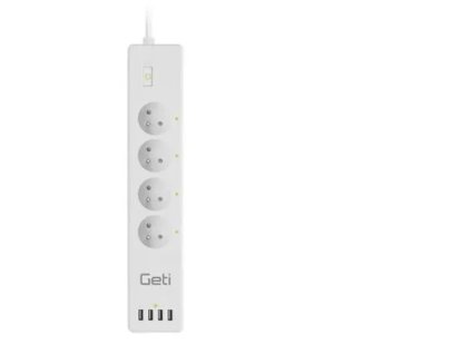 Predlžovací kábel Geti Smart GSS04, 4 zásuvky, 4x USB, Tuya