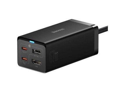 Baseus GaN5 Pro rýchlonabíjací stolný adaptér 2x USB-C + USB-A + HDMI 67W 1,5 m kábel čierny