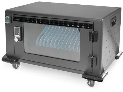 DIGITUS Vozík na nabíjanie notebookov a tabletov 16 nabíjacích základní pre zariadenia s uhlopriečkou až 14", el. čierna 384 x 550 x 375 mm