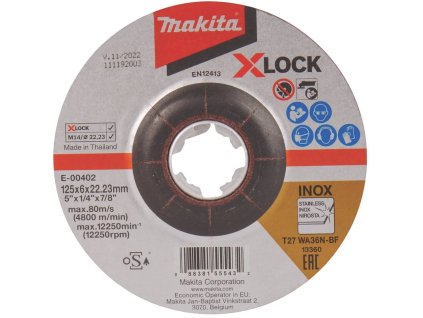 Makita E-00402 brúsny kotúč z nehrdzavejúcej ocele X-LOCK 125x6mm