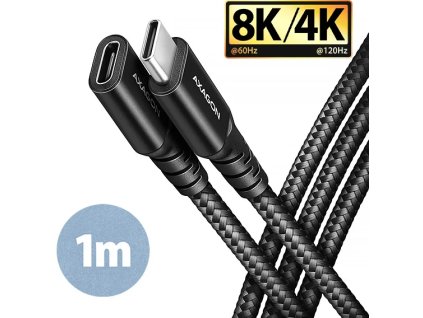 AXAGON BUCM32-CF10AB predlžovací kábel USB-C (M) <-> USB-C (F), 1m, USB 20Gbps, PD 240W, ALU, opletenie