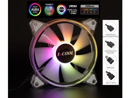 1stCOOL AURA EVO ARGB PWM Crystal 12cm ventilátor