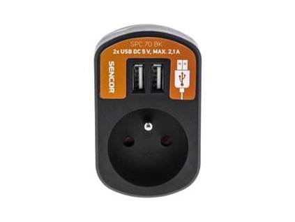 Zásuvka Retlux RPC 70 BK s 2xUSB, 5V/2100mA