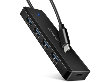 AXAGON HUE-C1C, 4x USB 5Gbps TRAVEL hub, napájací konektor USB-C, kábel USB-C 19 cm