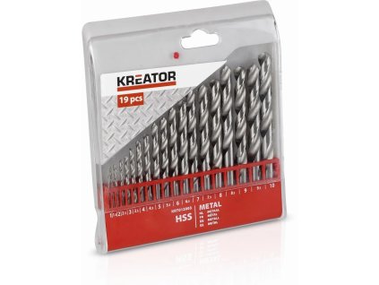 Kreator KRT012003 - 19 ks vrtákov do kovu HSS 1-10 mm