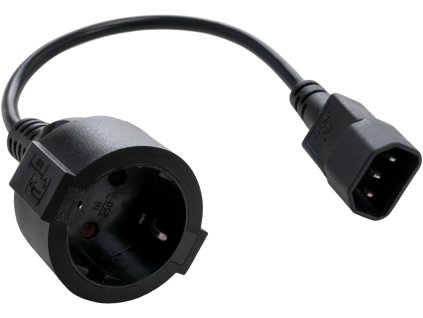 Napájací kábel C-TECH C14 (M) -> schuko (F), 15 cm