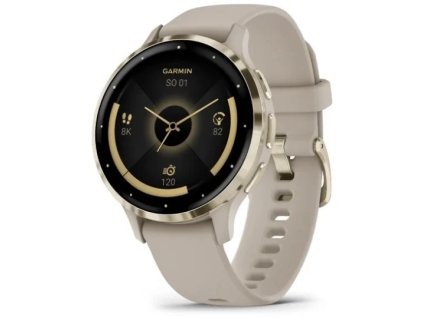 Garmin Venu 3S, luneta z nehrdzavejúcej ocele Soft Gold, francúzske sivé puzdro, silikónový remienok