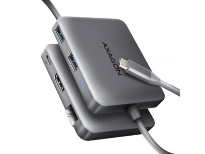 AXAGON HMC-5HL USB 5Gbps hub, 2x USB-A, HDMI 4k/60Hz, RJ-45 GLAN, PD 100W, USB-C kábel 20cm