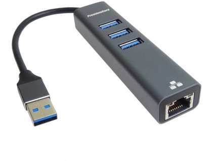 Adaptér PremiumCord USB-A na gigabitový 10/100/1000Mbps + 3x konektor USB3.0
