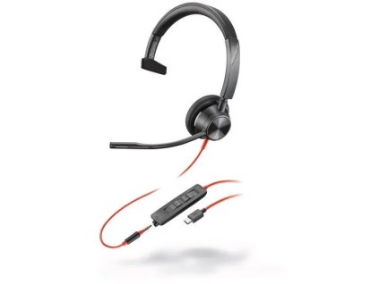 Poly headset Blackwire 3315 MS, 3,5 mm jack + adaptér USB-C/A, mono