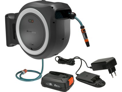 Gardena 18647-20 Akumulátorový nástenný box na hadicu PowerRoll XXL - sada, biela