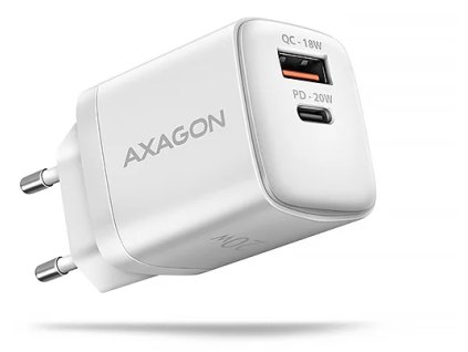 ACAGON ACU-PQ20W ACU-PQ20W AC adaptér 20 W, 2x port (USB-A + USB-C), PD3.0/PPS/QC4+/AFC/Apple, biely