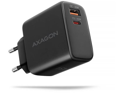 AXAGON ACU-PQ45 GaN sieťová nabíjačka 45 W, 2x port (USB-A + USB-C), PD3.0/PPS/QC4+/SFC 2.0/AFC/Apple