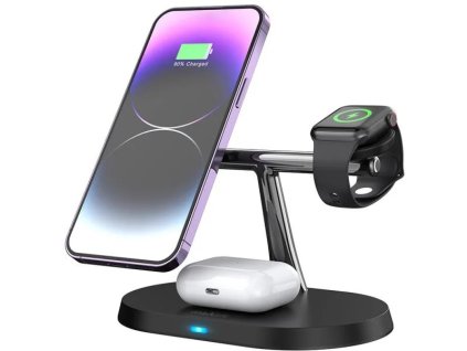 Maxlife MXWC-03 15W bezdrôtový nabíjací stojan 3v1 čierny