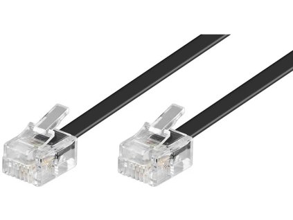 Telefónny kábel priamy 6P4C zástrčka - 6P4C zástrčka 3m - čierny