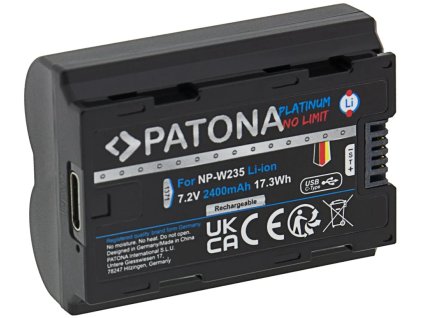 PATONA batéria pre Fuji NP-W235 2400mAh Li-Ion Platinum USB-C nabíjanie