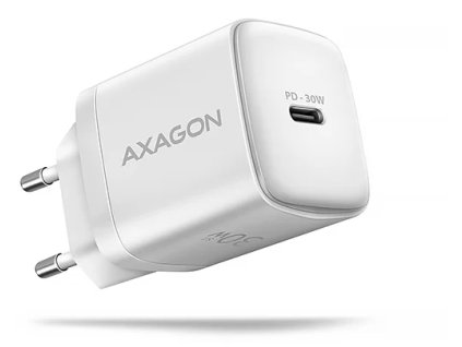 AXAGON ACU-PD30W, napájacia nabíjačka 30 W, 1x port USB-C, PD3.0/PPS/QC4+/SFC/AFC/Apple, biela