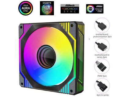 1stCOOL AURA EVO Mirror ARGB PWM ventilátor 12cm čierny