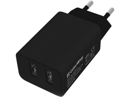 ColorWay 2x USB/ sieťová nabíjačka/ 10W/ 100V-240V/ čierna