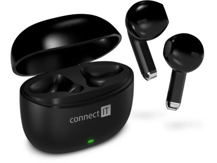 CONNECT IT True Wireless SonicBass slúchadlá do uší s mikrofónom, ČIERNA