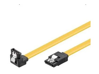 Dátový kábel PremiumCord 0,3 m SATA 3.0 1,5 GBs / 3 GBs / 6 GBs, kovová západka, 90°