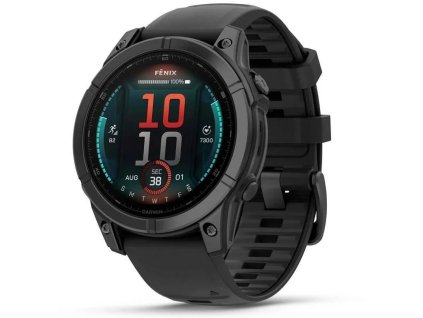 Garmin fenix® E – 47 mm, AMOLED, Slate Grey ocel, černý silikonový řemínek