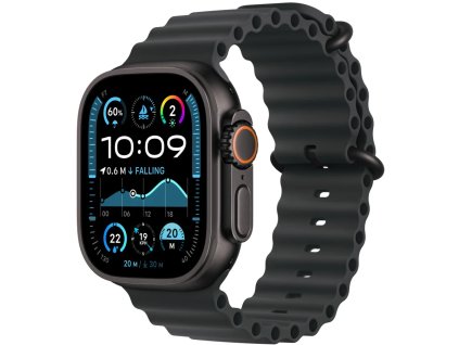 Apple Watch Ultra 2 GPS + Cellular 49 mm čierne titánové puzdro s čiernym oceánskym remienkom (MX4P3CS/A)