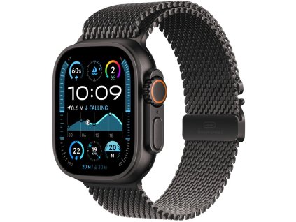 Apple Watch Ultra 2 GPS + Cellular 49 mm čierne titánové puzdro s čiernou titánovou milánskou slučkou - S (MX4W3CS/A)
