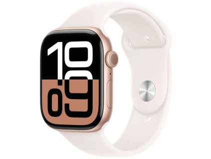Hliníkové puzdro Apple Watch Series 10 GPS + Cellular 46 mm v ružovo-zlatej farbe so športovým remienkom Light Blush - M/L (MWY73QC/A)