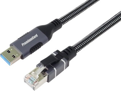 PremiumCord Ethernetový kábel USB3.2 -> LAN RJ45 10/100/1000 MBIT dĺžka 3 m