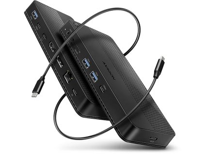 AXAGON HMC-U4, dokovacia stanica USB4 40Gb/s, 3x USB-A, 2x USB-C, HDMI a DP 8K/30Hz, RJ-45, SD/mSD, audio, PD100W