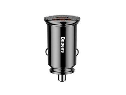 Nabíjačka do auta Baseus USB+USB-C QC3.0 30W čierna