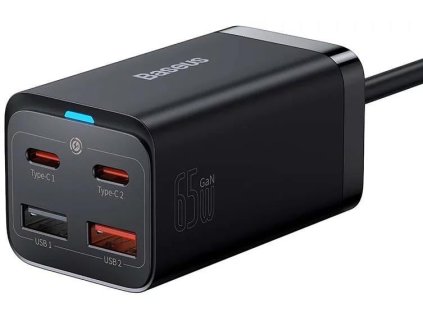 Rýchlonabíjačka Baseus GaN3 Pro, 2x USB-C, 2x USB 65W čierna