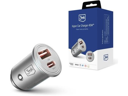 3mk nabíjačka do auta - Hyper nabíjačka do auta 45 W, 1x USB + 1x USB-C (PD)