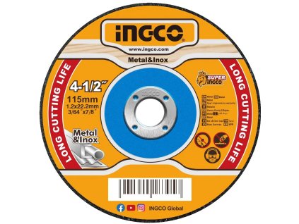 Ingco MCD121155 Kotúč na rezanie kovov, 115 x 1,2 x 22,2 mm, sada 10 ks