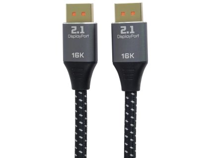 Kábel PremiumCord DisplayPort 2.1, 16K@60Hz,8K@120Hz,4K@240Hz,165Hz,144Hz kovové a pozlátené konektory, 1 m