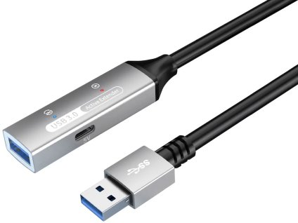 PremiumCord USB 3.2 opakovací a predlžovací kábel samec - samica, 5Gbps, hliník 15 m
