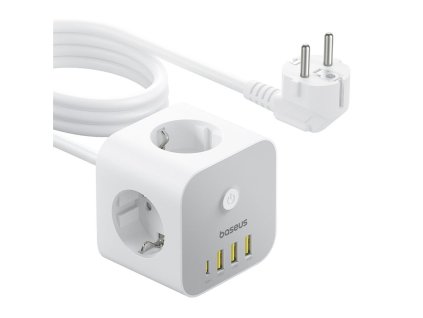 Predlžovací kábel Baseus PowerCombo Cube 3x zásuvka + 3x USB + 1x USB-C 20W 1,5 m biely