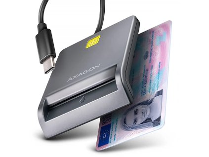 AXAGON CRE-SM3TC, kontaktná čítačka kariet USB-C FlatReader Smart card (eCard), kábel 1,2 m