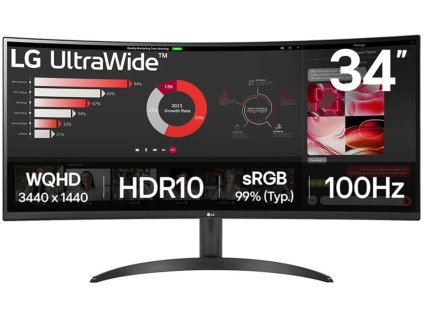 34" LG 34WR50QK-B prohnutý