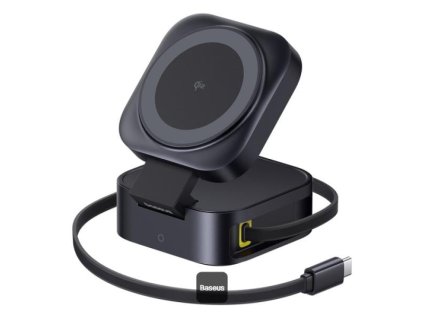 Baseus PicoGo Series Qi2 67W kompatibilná s MagSafe bezdrôtová nabíjačka 2 v 1 čierna